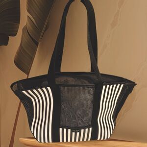 Henri Bendel New York Signature Striped Canvas Tote Dog Cat Carrier